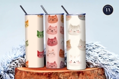 Cat Face Emoji Watercolor Seamless Cute Digital Paper Product Image 3