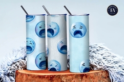 Seamless Watercolor Crying Face Emoji Art Digital Paper Product Image 3