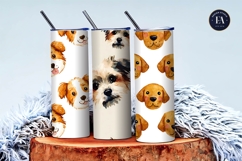 Watercolor Dog Face Emoji Seamless Pattern Digital Paper Product Image 3