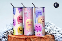 Melting Face Watercolor Emoji Surreal Pattern Digital Paper Product Image 3