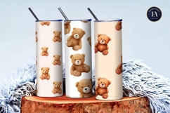 Watercolor Teddy Bear Emoji Seamless Art Digital Paper Product Image 3