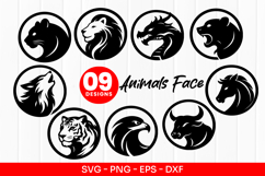 Animals Face Logo Wild Animal Head Vector | SVG PNG EPS Product Image 1