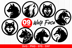 Wolf Face Logo Wolf Head Silhouette Vector | SVG PNG EPS Product Image 1