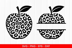 Leopard Print Apple Monogram SVG Cut File Product Image 1