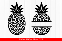 Leopard Print Pineapple Monogram SVG Cut File Product Image 1