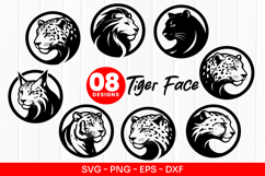 Tiger Face Logo Wild Animal Head Vector SVG PNG EPS DXF Product Image 1