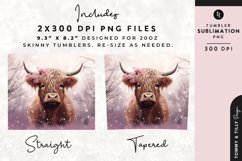 Christmas Snowy Animal Highland Cow Tumbler Wrap PNG Product Image 2