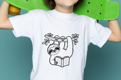 Cute Reading Sloth School SVG PNG Product Image 3