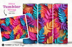 3D Bright Leaves Tumbler Wrap PNG | 20oz Straight &amp; Tapered Product Image 1