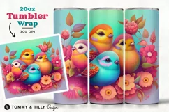 Spring Birds Tumbler Wrap PNG | 20oz Straight & Tapered PNG Product Image 1
