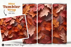 3D Fall Leaves Tumbler Wrap PNG | 20oz Straight & Tapered Product Image 1