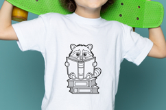 Cute Reading Raccoon SVG PNG Product Image 3