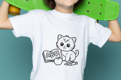 Cute School Cat Reading SVG PNG Product Image 2