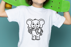 Cute School Elephant Student SVG PNG Product Image 3