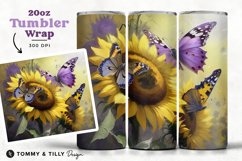Sunflower Butterfly Tumbler Wrap PNG | 20oz Straight &amp; Taper Product Image 1