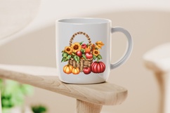 Cozy Fall Pumpkin Basket Leaves Clipart Product Image 4