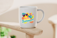 Hello Summer Tropical Coconut and Sun Clipart PNG Product Image 4