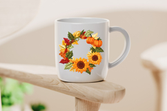 Sunflower Pumpkin Autumn Wreath Clipart Product Image 4