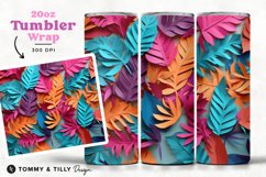 3D Bright Leaves Tumbler Wrap PNG | 20oz Straight &amp; Tapered Product Image 1