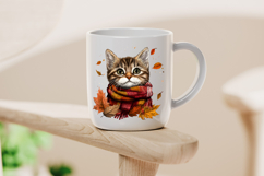 Cute Autumn Cat with Leaves Clipart Product Image 4