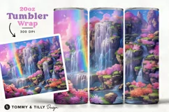Waterfall Rainbow Tumbler Wrap PNG | 20oz Straight & Tapered Product Image 1