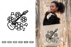 Floral Guitar SVG &amp; Clipart Product Image 1