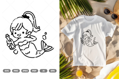 Kawaii Mermaid SVG &amp; Clipart Product Image 1