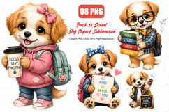 Back to School Dog Clipart PNG, Cute Student Puppy PNG Product Image 1