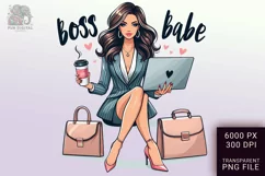 Boss Babe Charm - Empowering Businesswoman PNG Clip Art Product Image 1