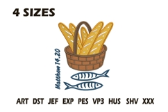 Matthew 14:20 Loaves and Fishes Embroidery Design Product Image 1