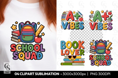 School Squad Backpack Clipart Sublimation PNG Product Image 1