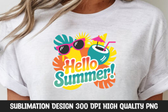 Hello Summer Tropical Coconut and Sun Clipart PNG Product Image 1