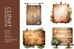 Floral Wooden Sign Boards Clipart Sublimation Product Image 1