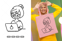 Girl Cartoon Doodle SVG &amp; Clipart Product Image 1