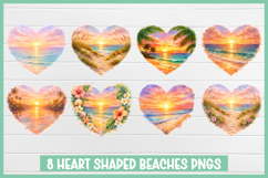 8 Heart Shaped Beach Watercolor Clipart I Valentine PNG Product Image 1