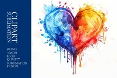 Watercolor Colorful Heart Clipart Sublimation Product Image 1