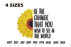 Be The Change Embroidery Design Product Image 1
