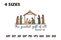 Nativity Scene The Greatest Gift Embroidery Design Product Image 1