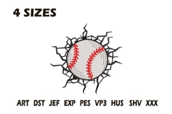 Baseball Cracked Wall Embroidery Design Product Image 1