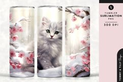 Christmas Snowy Animal Kitten Tumbler Wrap PNG Sublimation Product Image 1