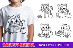Cute School Cat Reading SVG PNG Product Image 1
