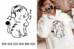 Cat Enjoying Music SVG &amp; Clipart Product Image 1
