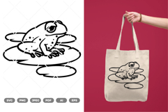Frog on Lotus Leaf SVG &amp; Clipart Product Image 1