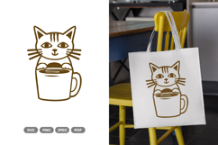 Coffee Cat SVG &amp; Clipart - Cat Cut File Product Image 1