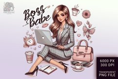 Boss Babe Charm - Empowering Businesswoman PNG Clip Art Product Image 1