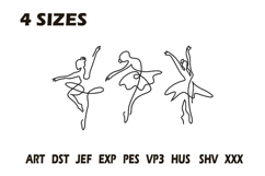 One Line Ballerina Embroidery Design Product Image 1