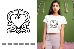 Floral Heart Tattoo SVG &amp; Clipart Product Image 1