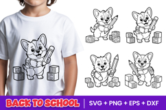 Cute School Corgi Student SVG PNG Product Image 1