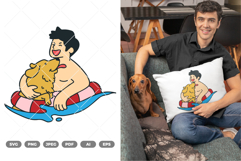 Man and Dog Colored SVG &amp; Clipart Product Image 1