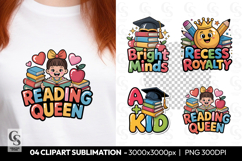 Reading Queen Girl Clipart Sublimation PNG Product Image 1